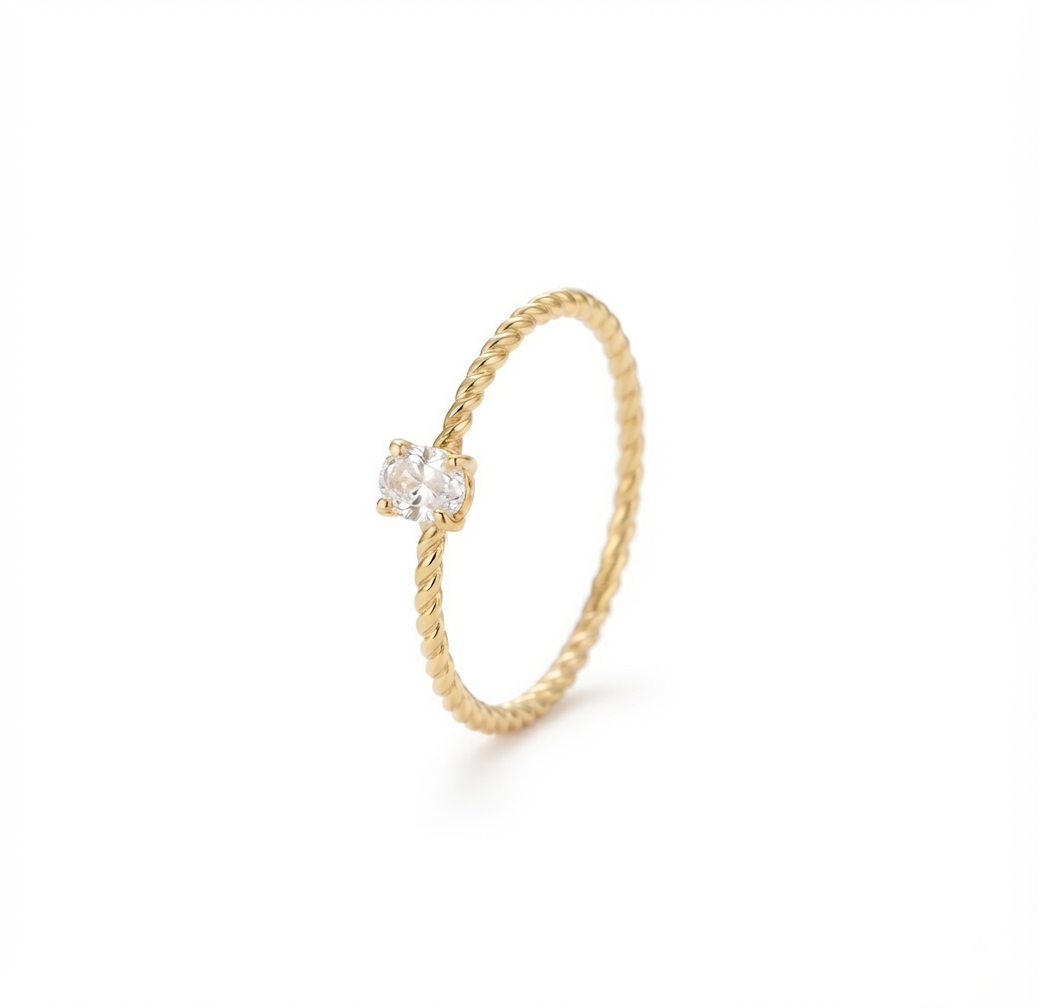 Baño de oro 18K.215 Anillo de compromiso talla 7