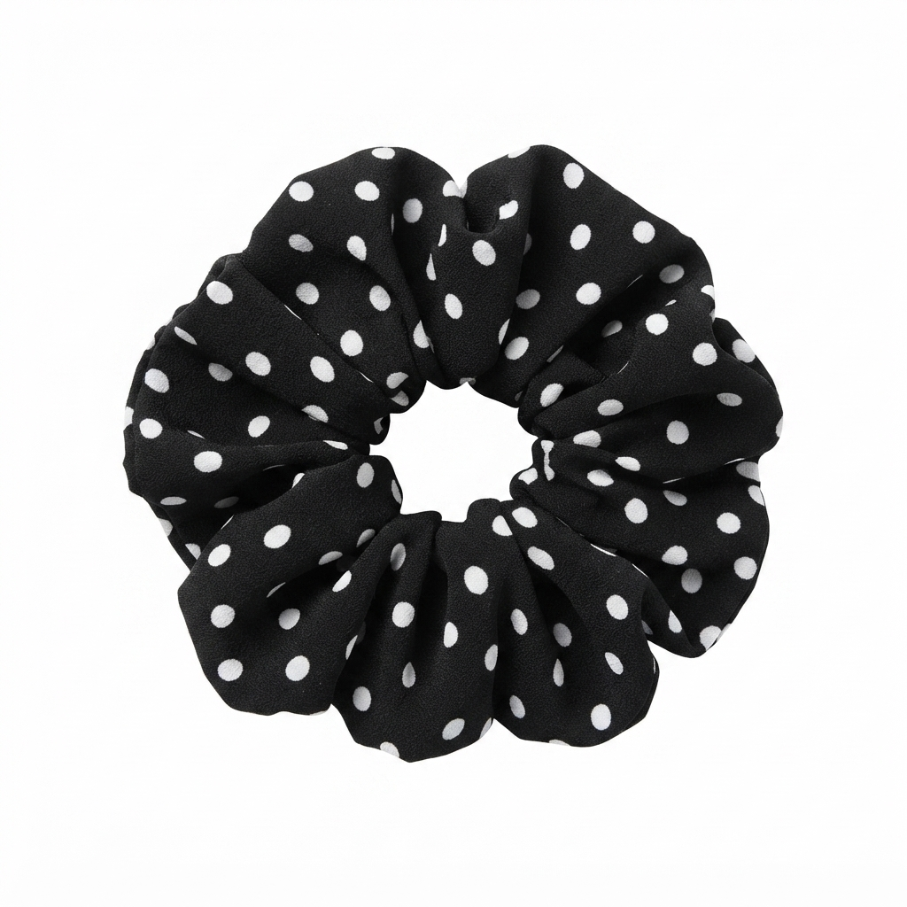SCRUN.6 Scrunchie negro con puntos blancos