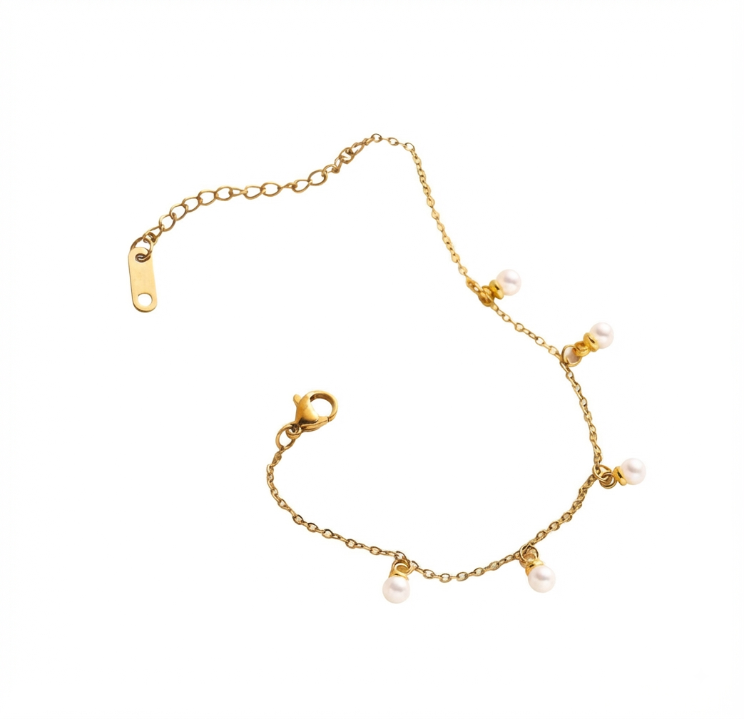 Baño de oro 18K.222 Pulse de baño de oro con perlas blancas