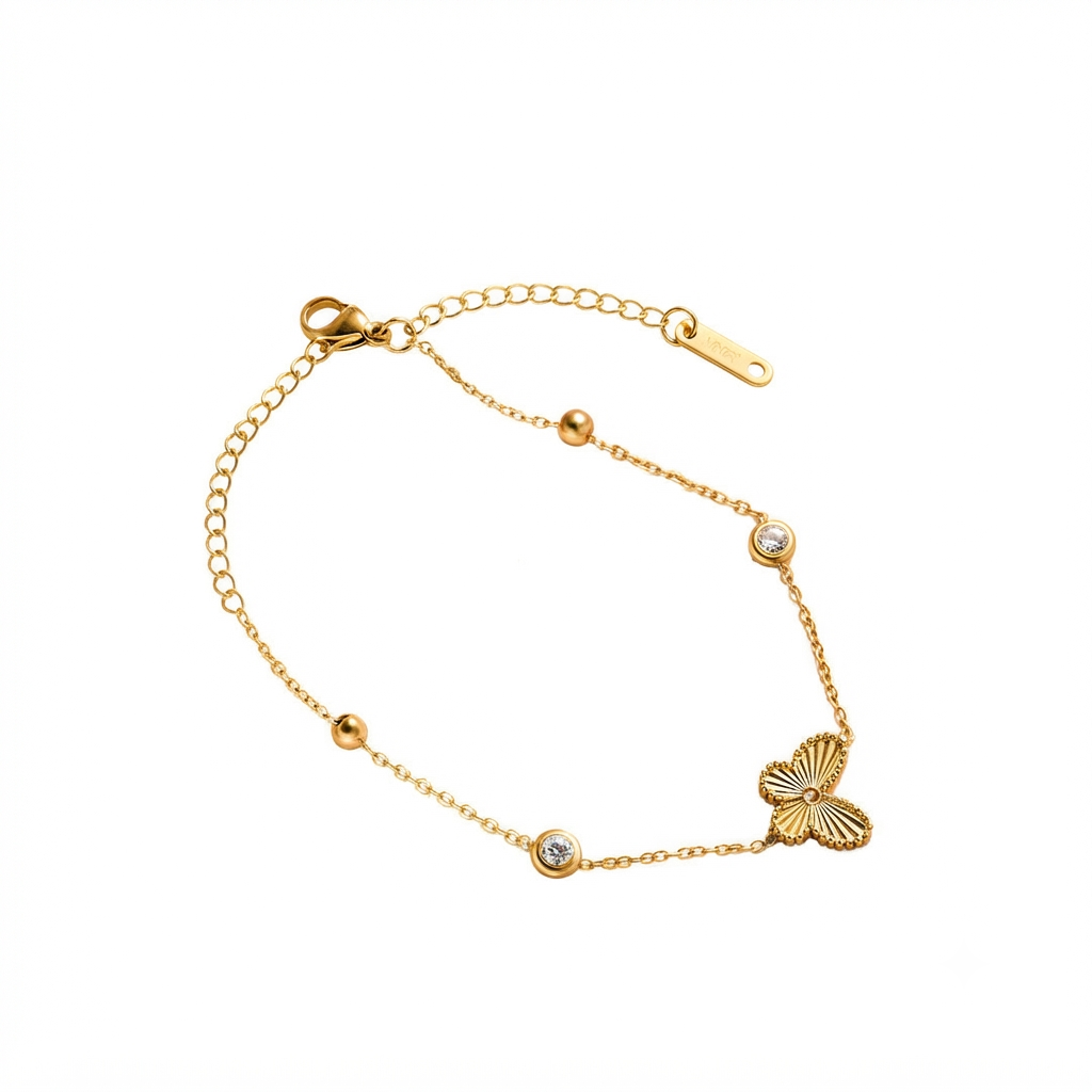 Baño de oro 18K.239 Pulsera de mariposa dorada