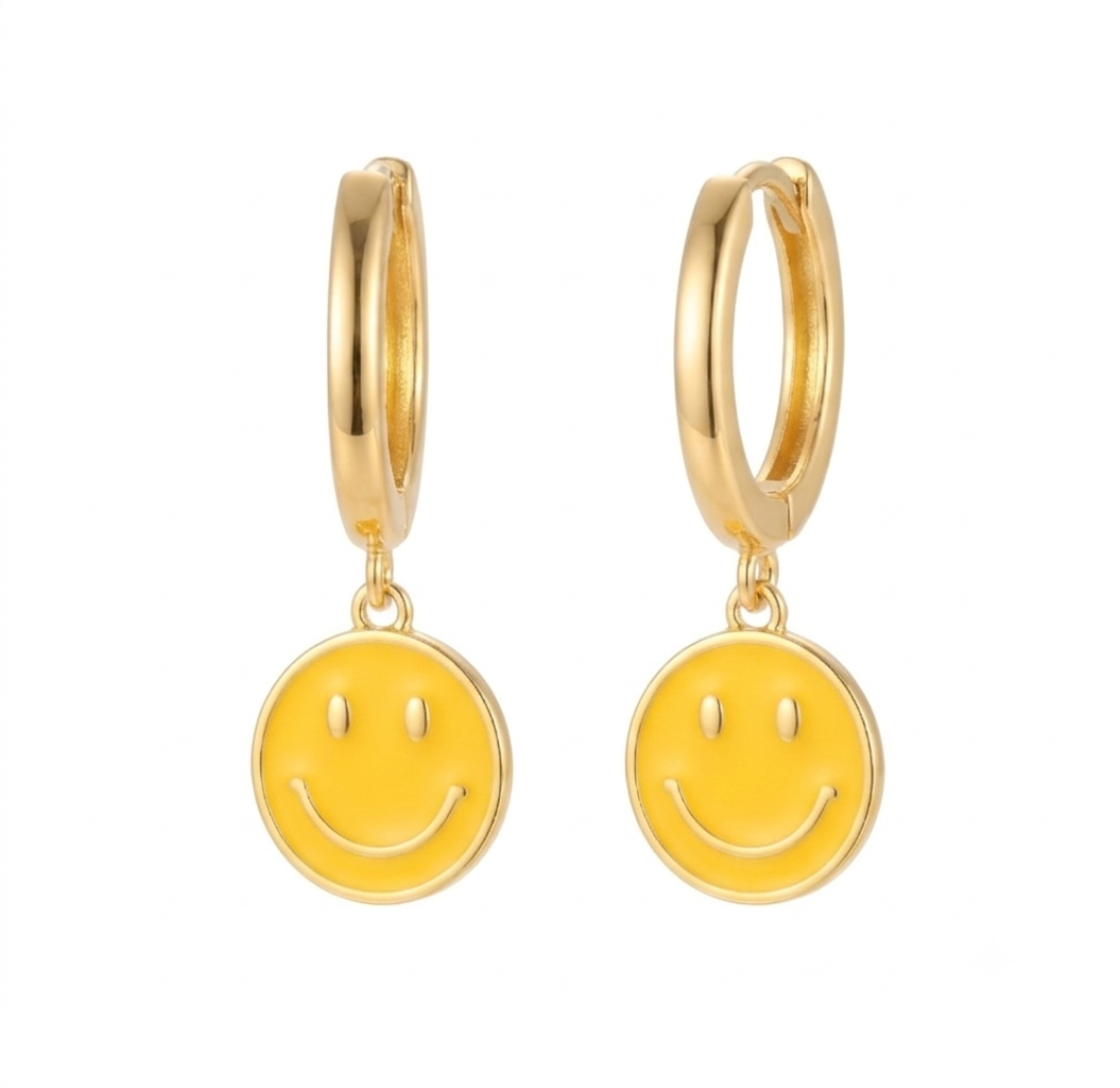 Baño de oro 18K.192 Hoops de carita feliz baño de oro