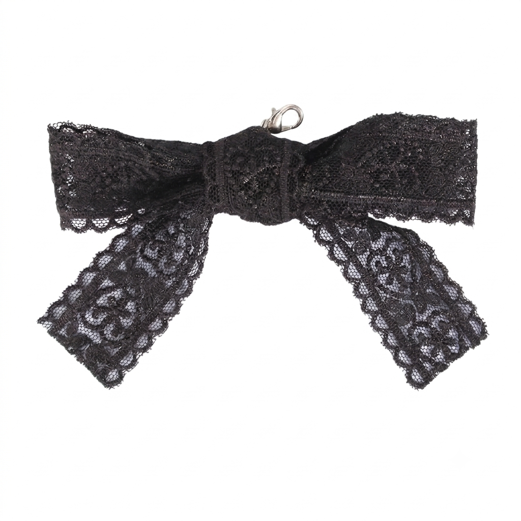 CHARM.10 Charm de tenis moño de encaje negro