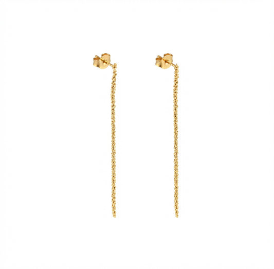Baño de oro 18K.225 Aretes largos dorados con baño de oro