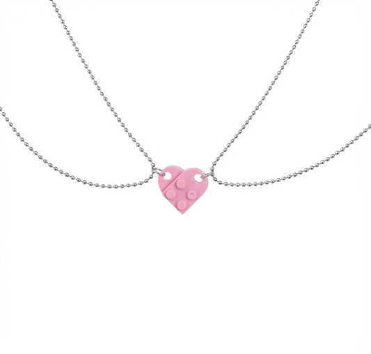 Fantasía fina SAN.4 Collar de corazón de lego rosado
