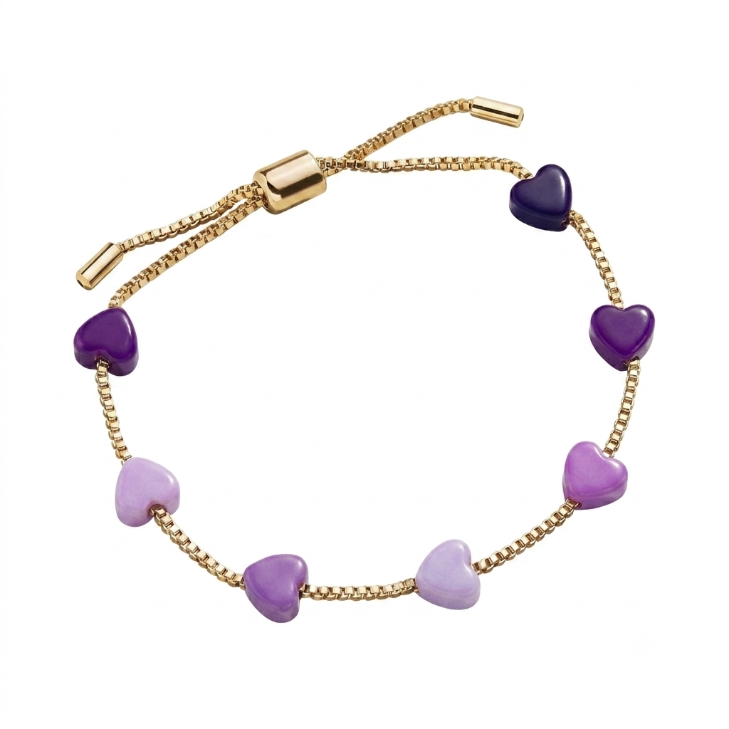COB.1 Pulsera para niña de corazones lila