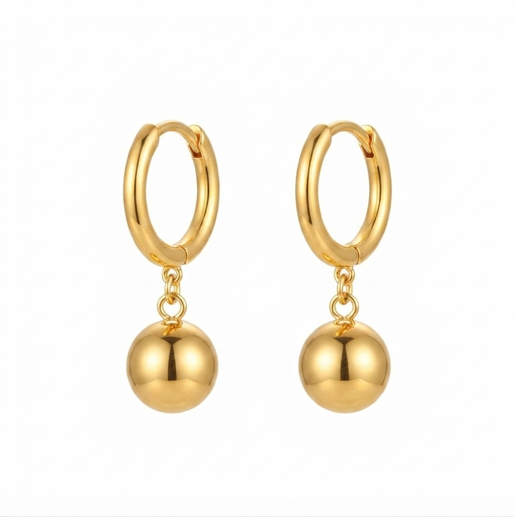 Baño de oro 18k.274 Aretes de bolita dorada