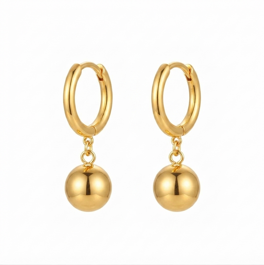 Baño de oro 18k.274 Aretes de bolita dorada