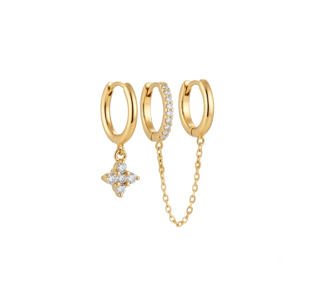 Baño de Oro 18K.181 Piercing 3 piezas baño de oro
