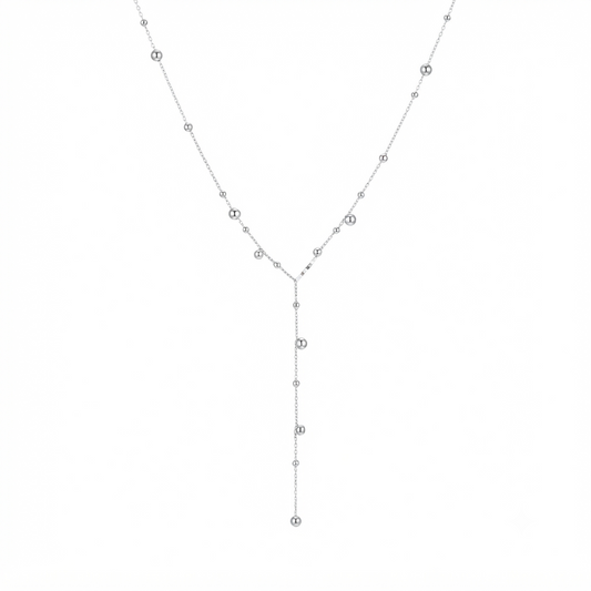 Baño de oro 18k.207 Collar largo de perlas plateadas