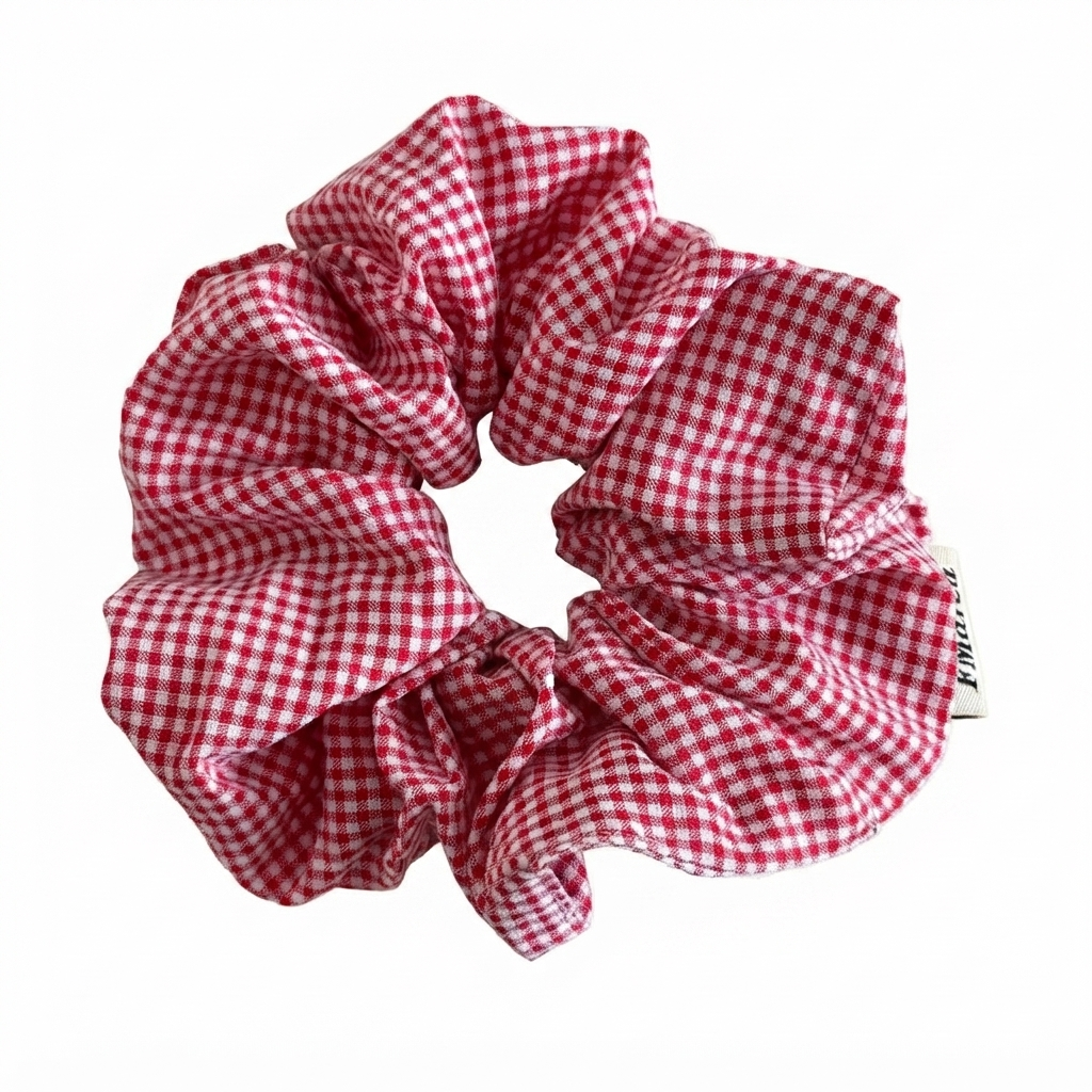 SCRUN.9 Scrunchie cuadritos rojos