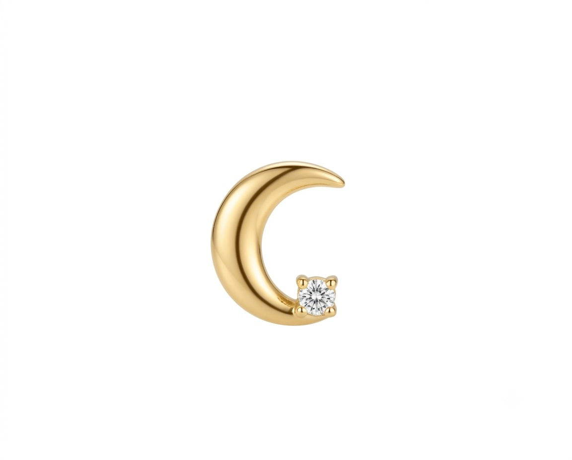 Baño de oro 18K.170 Piercing de luna y estrella