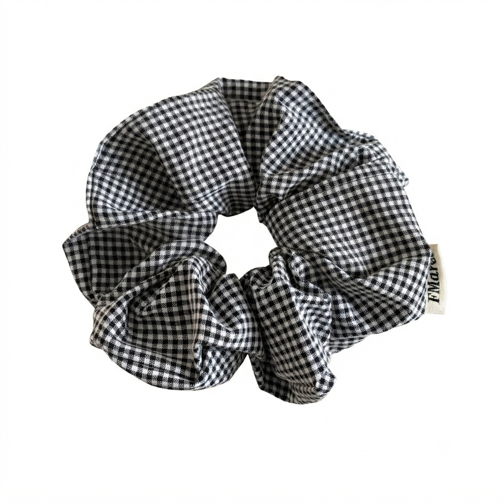 SCRUN.8 Scrunchie cuadritos negros