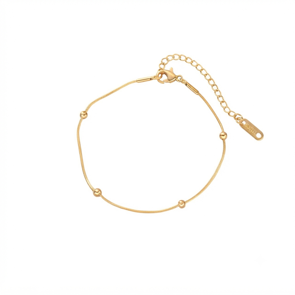 Baño de oro 18k.238 Pulsera de perlitas doradas