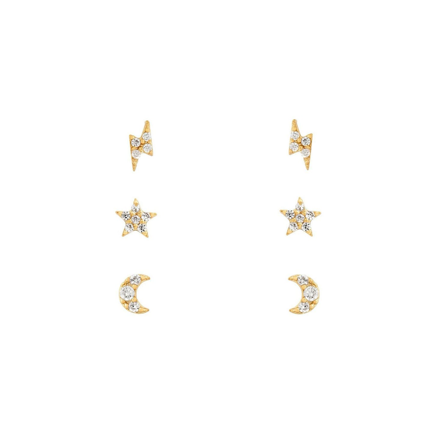 Baño de oro 19K.186 cuff de estrella, luna y rayo