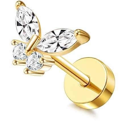 Baño de oro 18K.173 Piercing de mariposa baño de oro