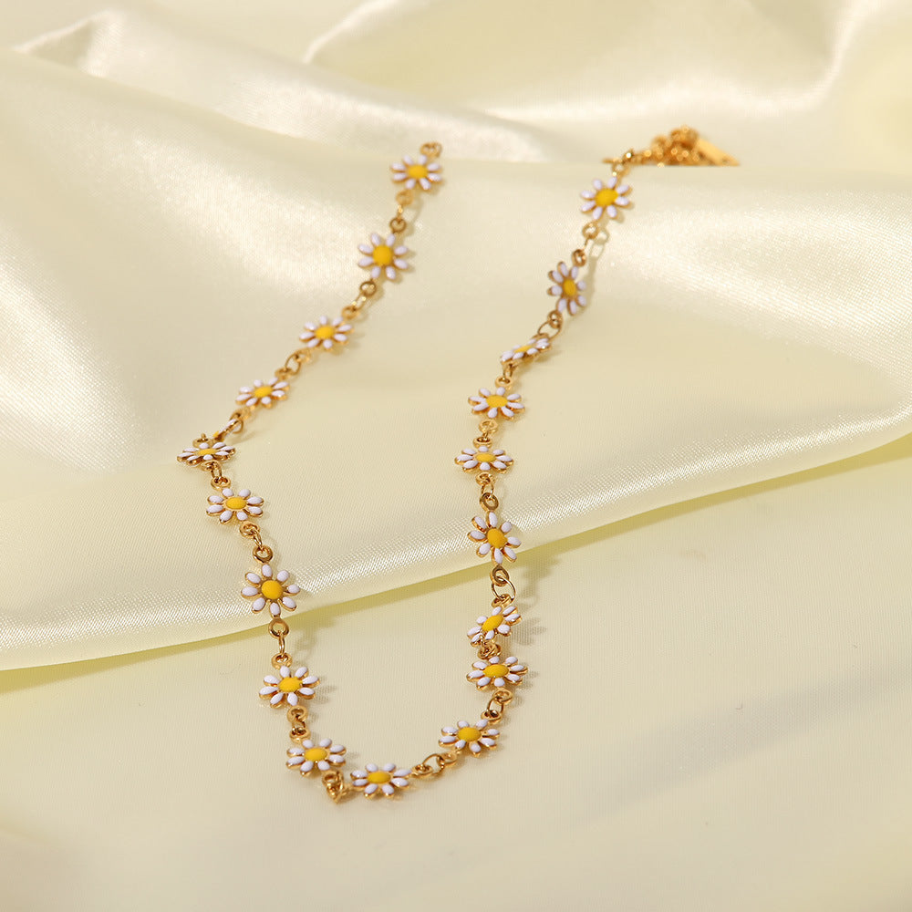 Baño de oro 18k.258 Cadena de margaritas con color