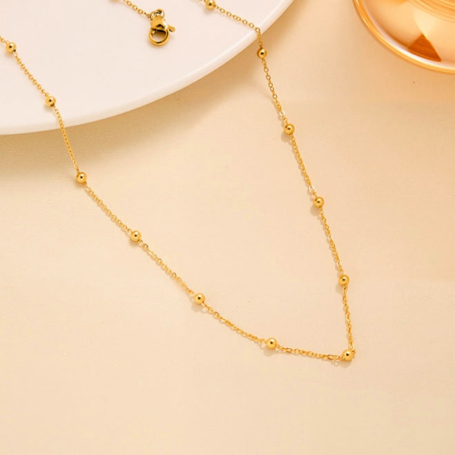 Baño de oro 18k.255 Cadena de perlitas doradas