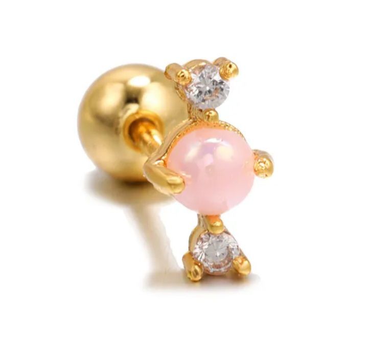 Baño de oro 18k.284 piercing perla rosada