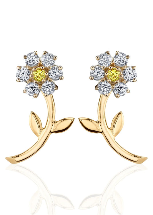 Baño de oro 18k.288 Aretes de girasol