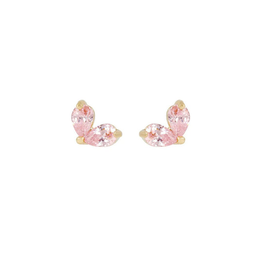Baño de oro 18k.290 Aretes de circonias rosadas