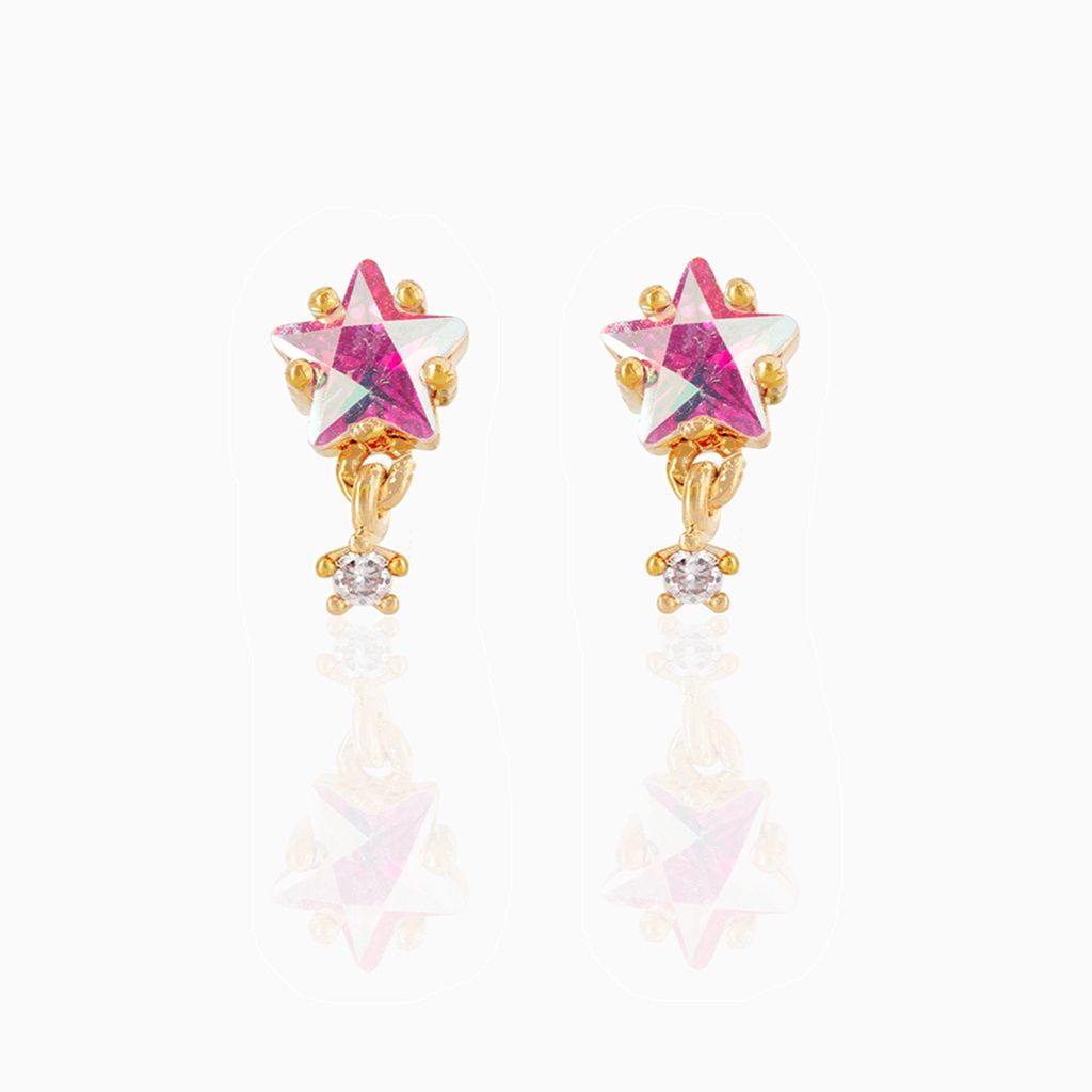 Baño de oro 18k.291 Aretes de estrellas tornasol