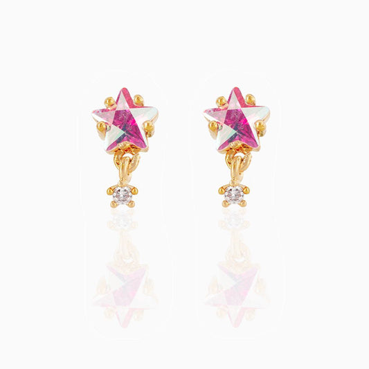 Baño de oro 18k.291 Aretes de estrellas tornasol