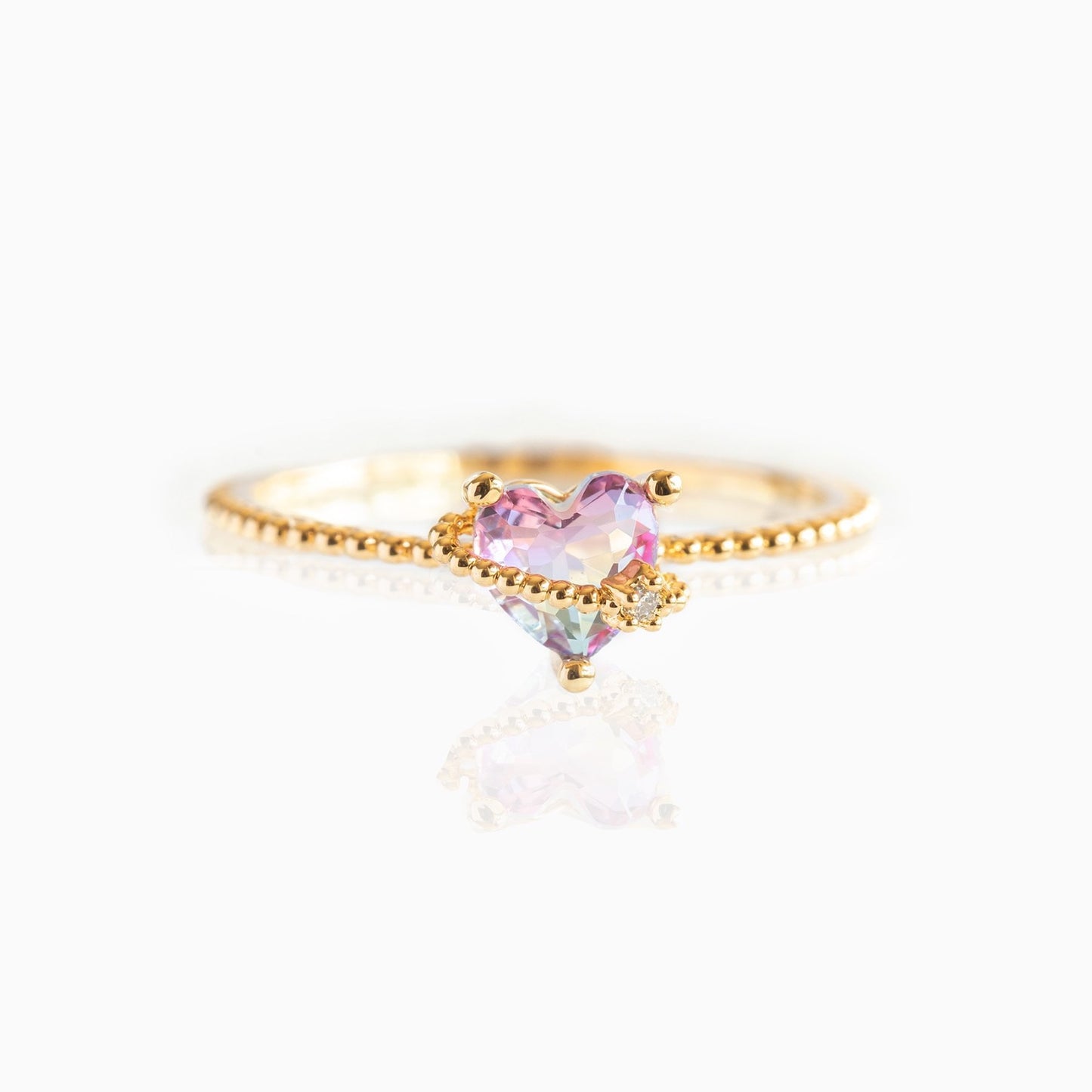 Baño de oro 18k.300 Anillo de corazón