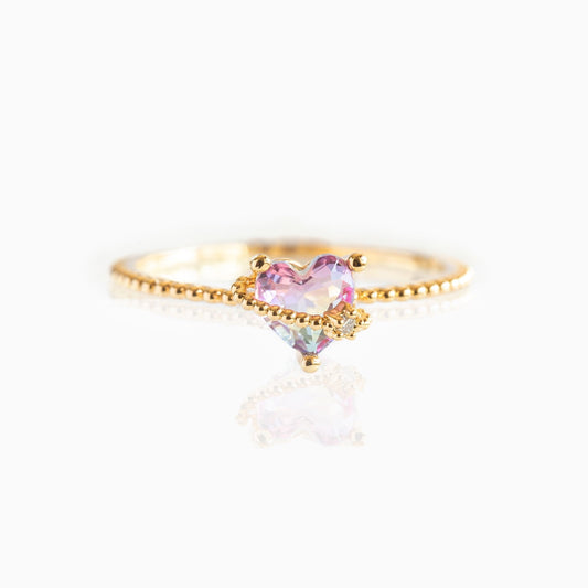 Baño de oro 18k.300 Anillo de corazón