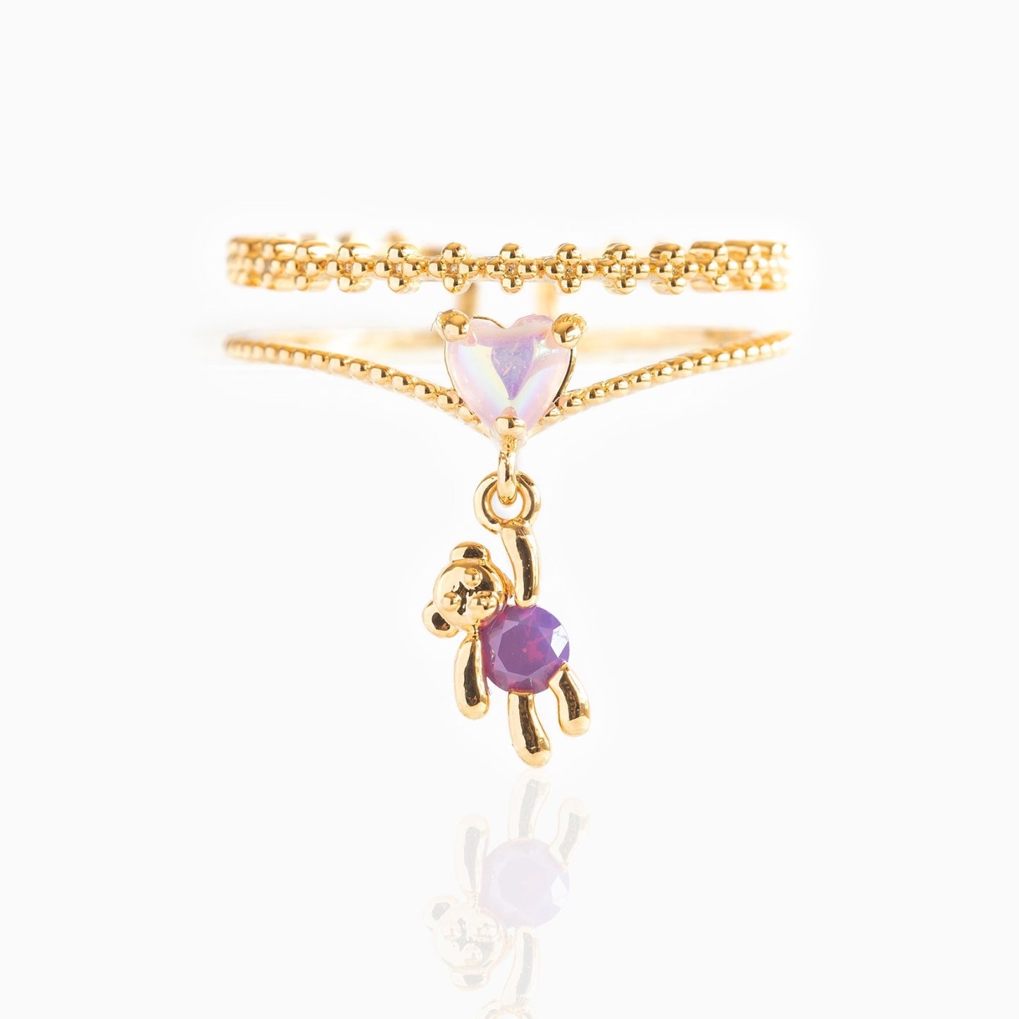 Baño de oro 18k.299 Anillo doble de osito