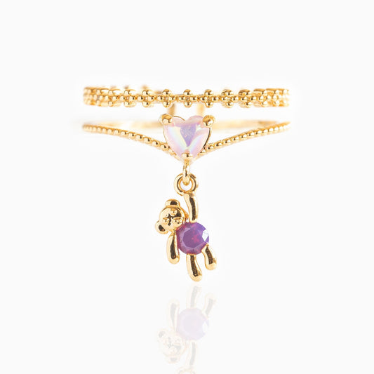 Baño de oro 18k.299 Anillo doble de osito